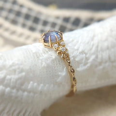 Gold rings Natural Gemstone 925 Silver Blue Stone Fine Jewelry