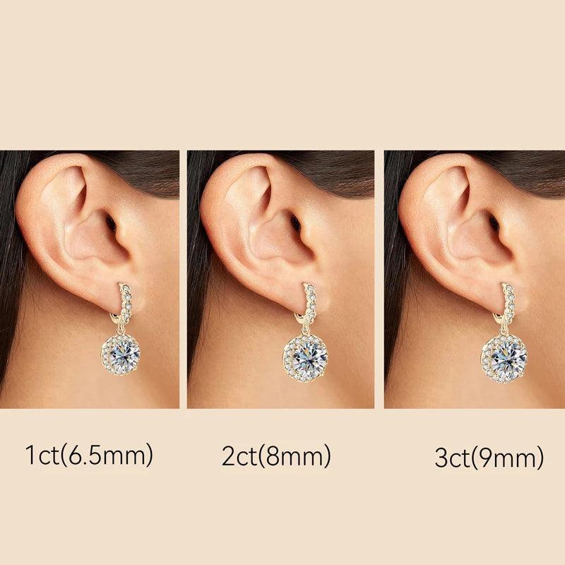 Original D Moissanite Hoop Drop Earrings for Women 925 Sterling Silver Jewelry