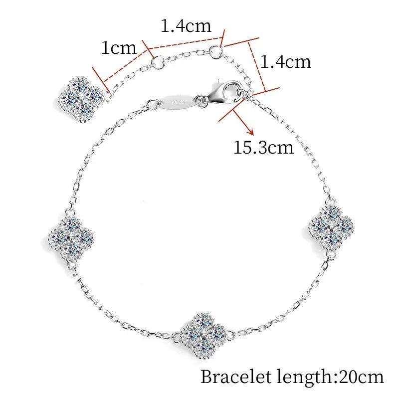 Clover Bracelet Full D Color Moissanite 2.4CTTW S925 Sterling Sliver