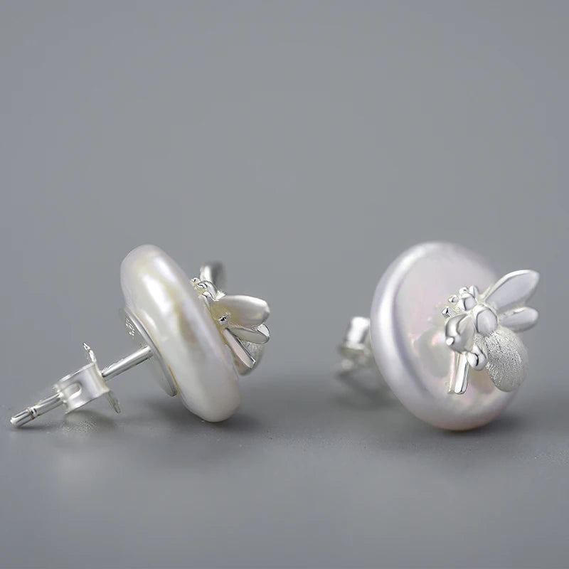 Unique classic natural pearl earrings silver 925 high-end jewelry