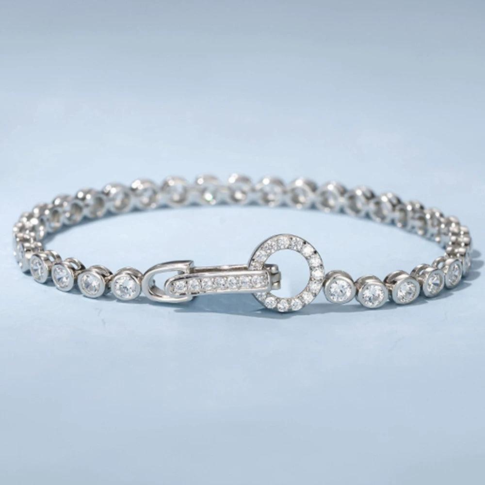 Sterling Silver 925 Round Created Diamond Charm Bracelets Fine Jewelry