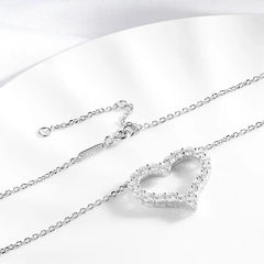 Smyoue Pass Moissanite Heart Necklace S925 Silver Plated Diamonds