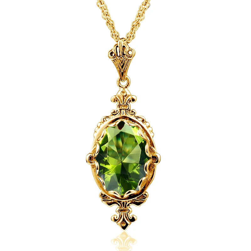 October Birthstone Solid Necklace Pendant Stone Vintage Jewelry