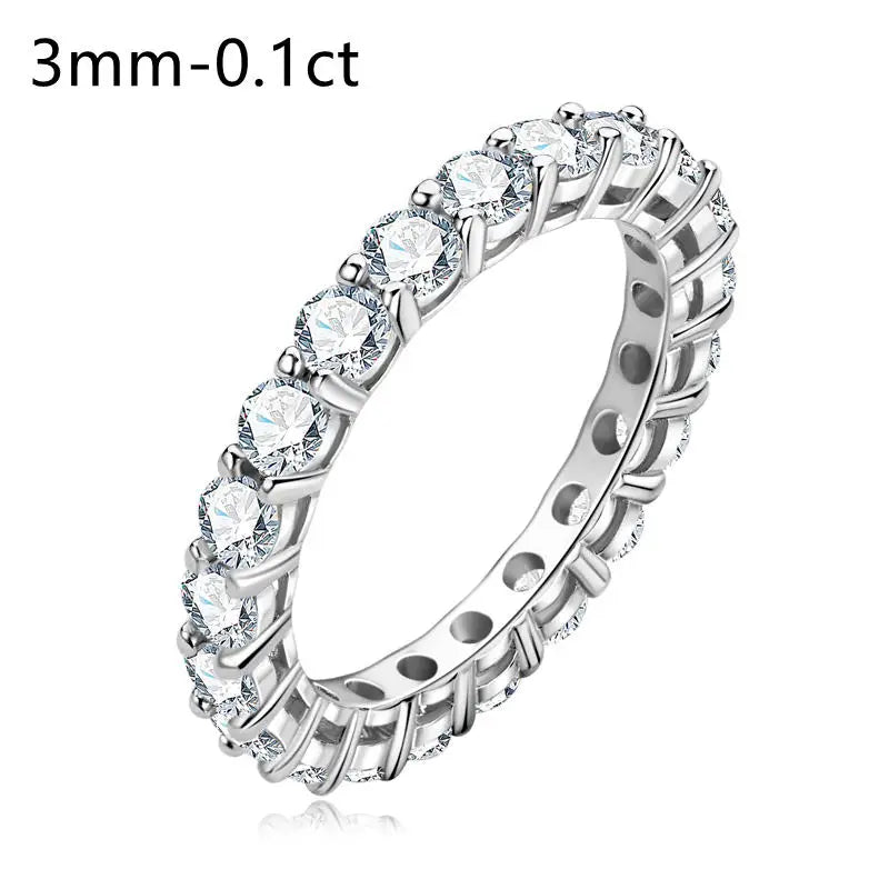 Moissanite rings Eternity Sterling Silver 925 For Women Party Jewelry