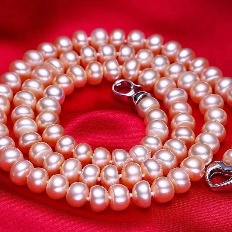 Pearl Necklace White Natural Freshwater Beads Jewelry