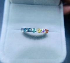 Engagement rings 925 Silver Moissanite Multicolor Solitaire