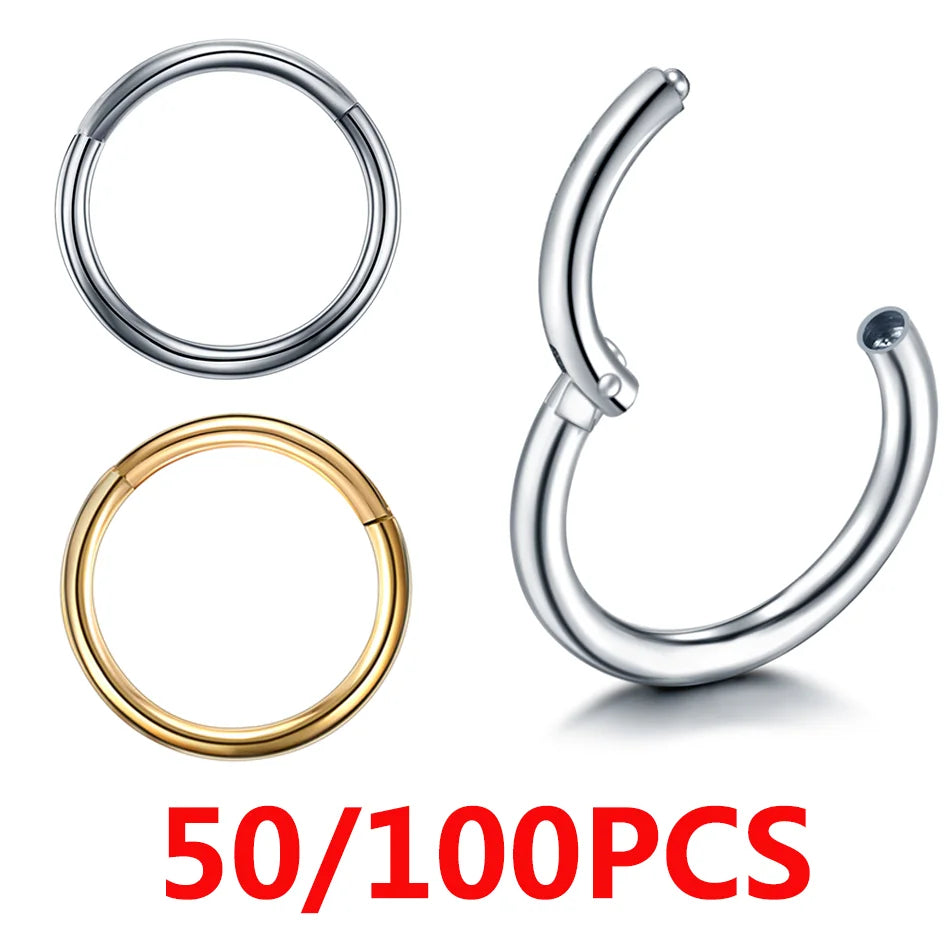 Nose Rings 16G 20G Stainless Steel Spiral Round Piercing Jewelry