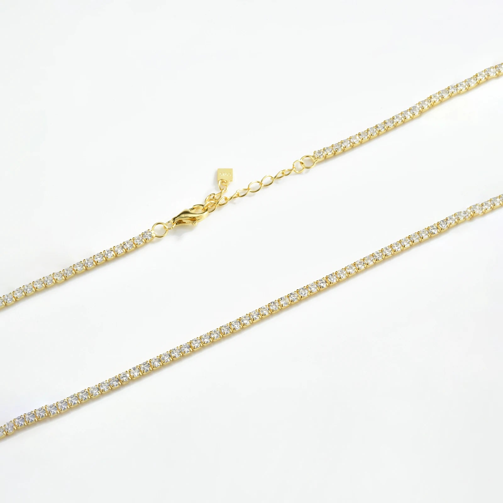 Diamond necklace Gold 2mm Thick Chain Choker Women Luxury Fine Jewelry