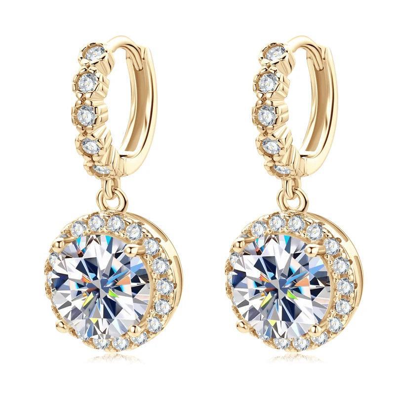 Original D Moissanite Hoop Drop Earrings for Women 925 Sterling Silver Jewelry