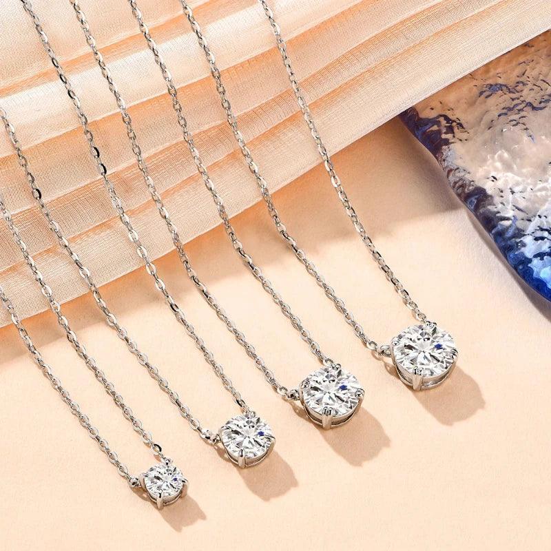 Moissanite Diamond 6.5mm 1CT Necklace For Woman Pendant 925 Silver Necklace