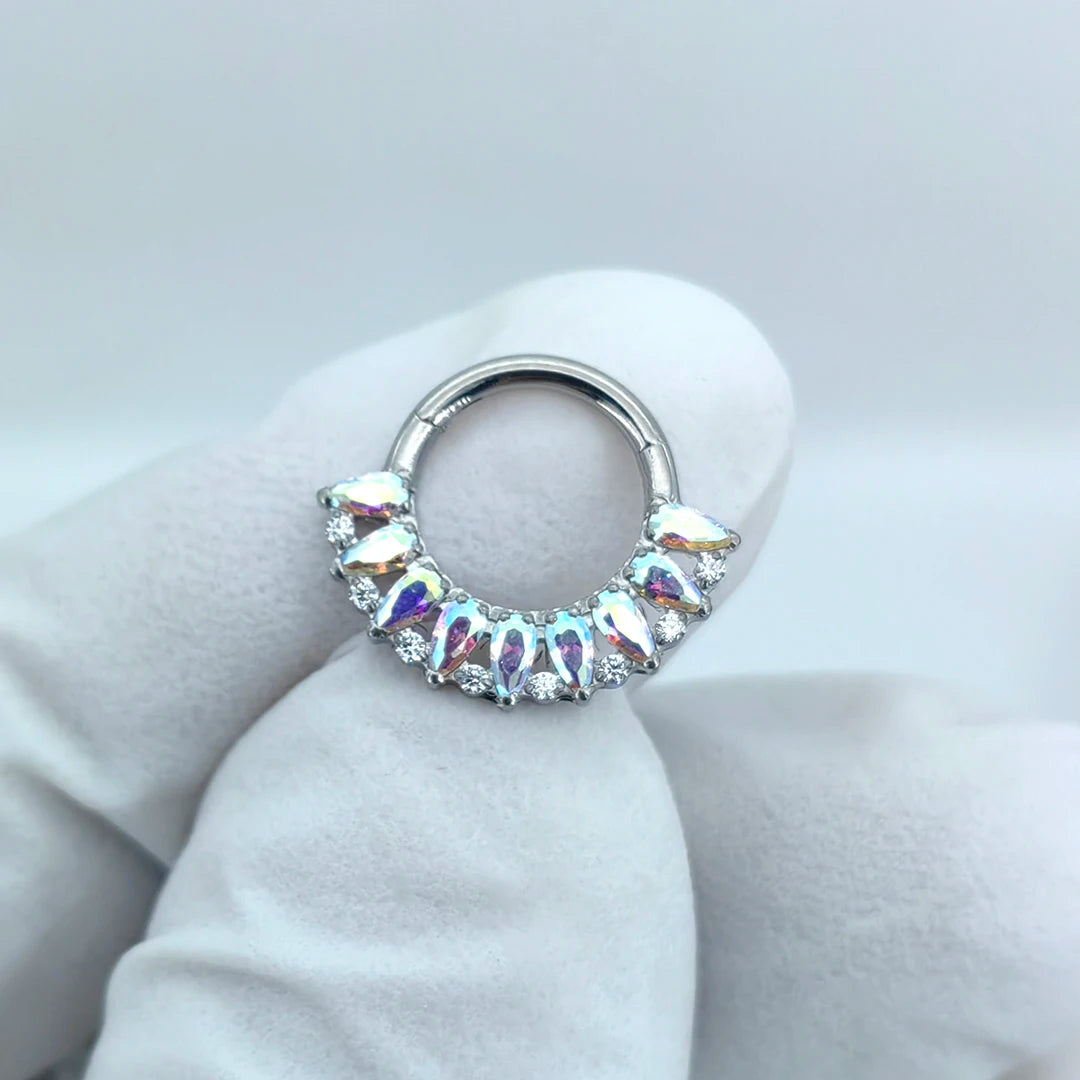 Nose Ring Titanium Drop-Shaped Colorful Segment Hoop Piercing Jewelry