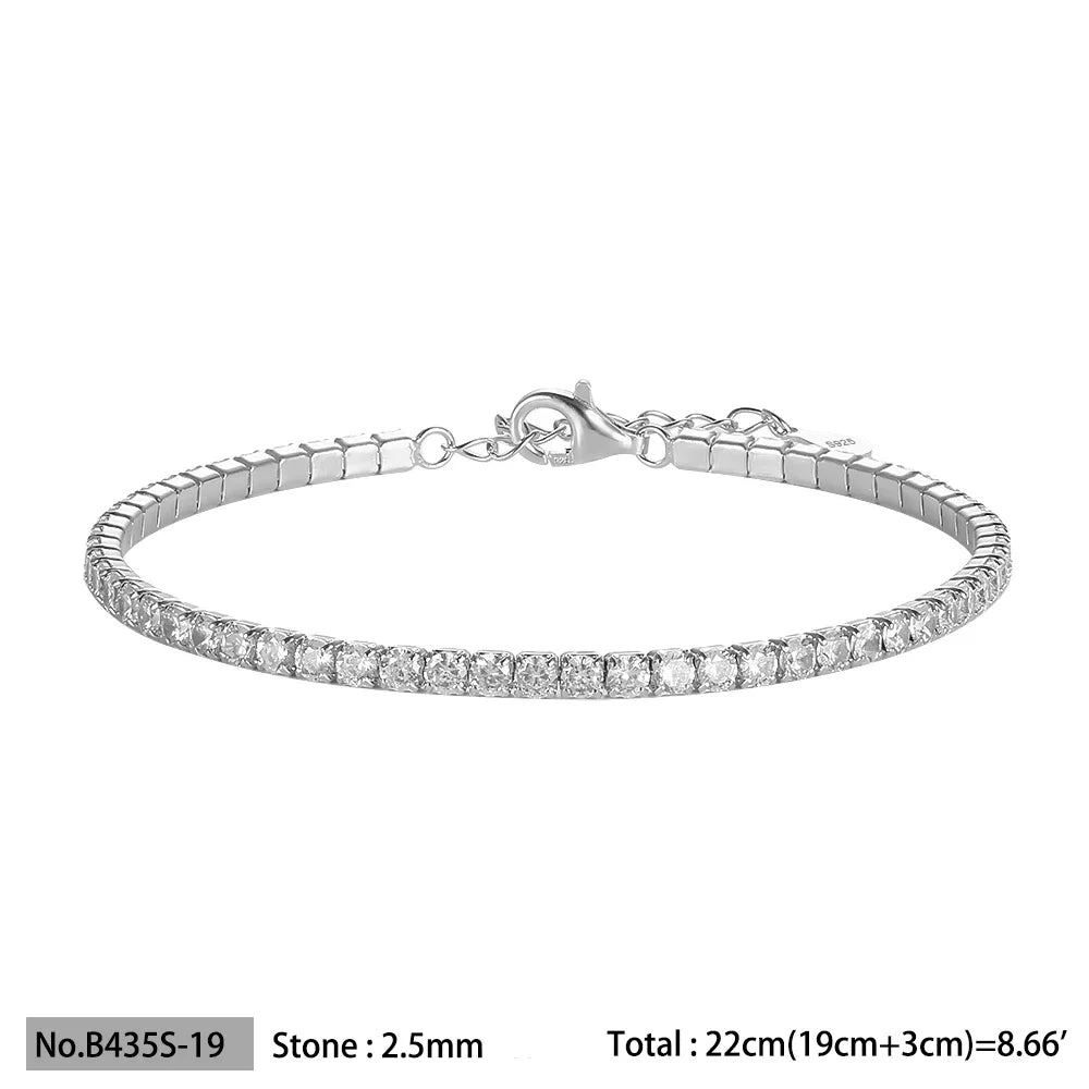 Diamond bracelet 925 Silver Rainbow 2mm Women Fine Jewelry