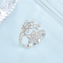 Moissanite Rings Star Sparkling S925 Sterling Silver Plated