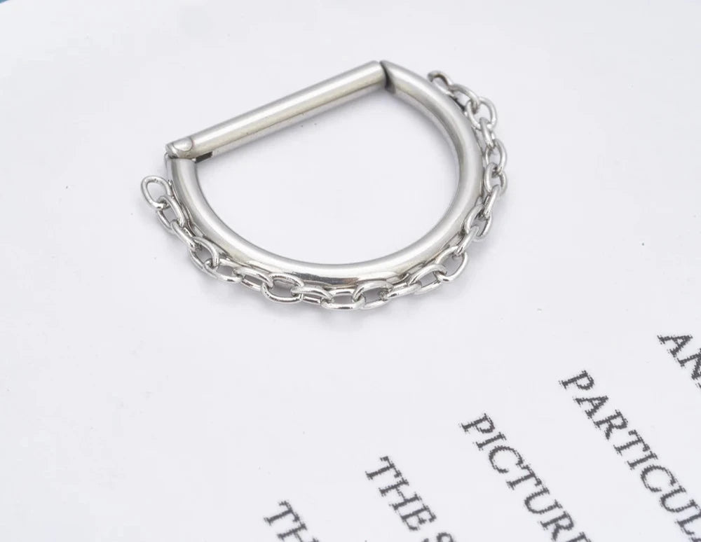 Nose Ring Titanium D Shaped Segmented Clicker Cartilage Jewelry