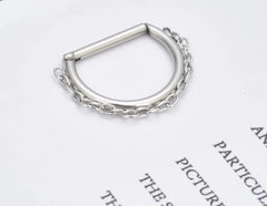 Nose Ring Titanium D Shaped Segmented Clicker Cartilage Jewelry