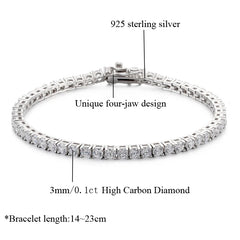 Diamond bracelet 925 Silver 3mm High Carbon Fashion Fine Jewelry