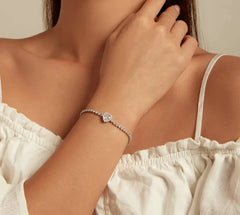 Luxurious personalized 925 sterling silver heart bead bracelet