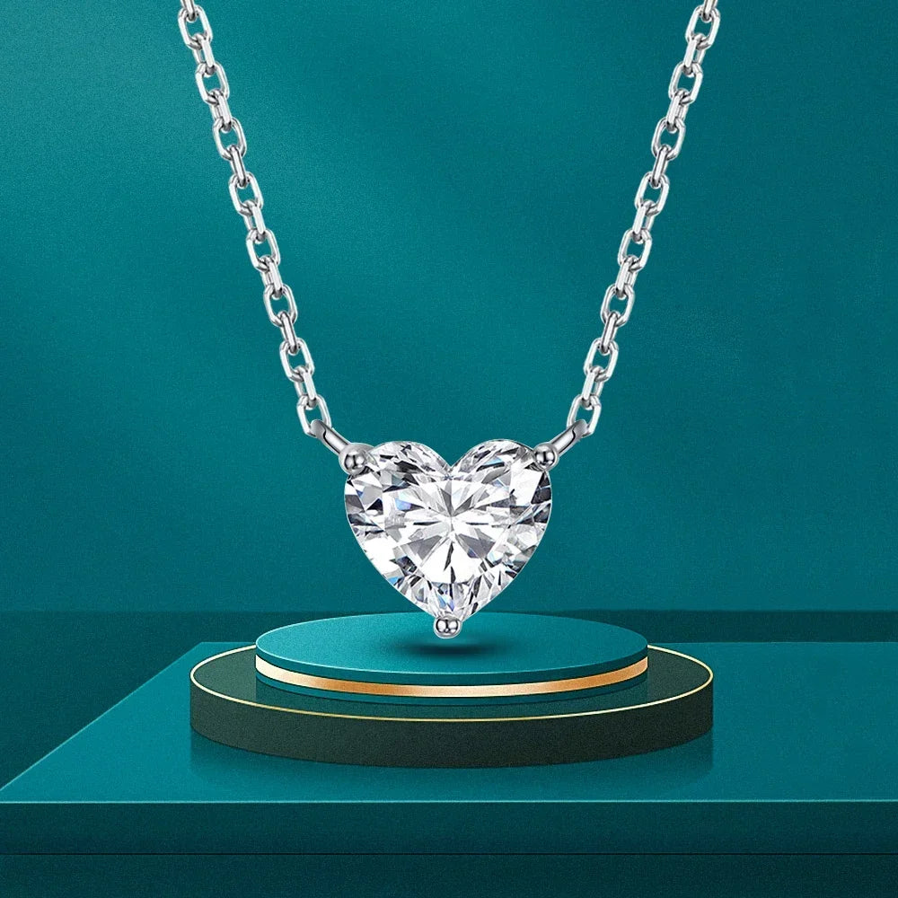 Heart Shape Solitaire Pendant Necklace Diamond for Women Chain