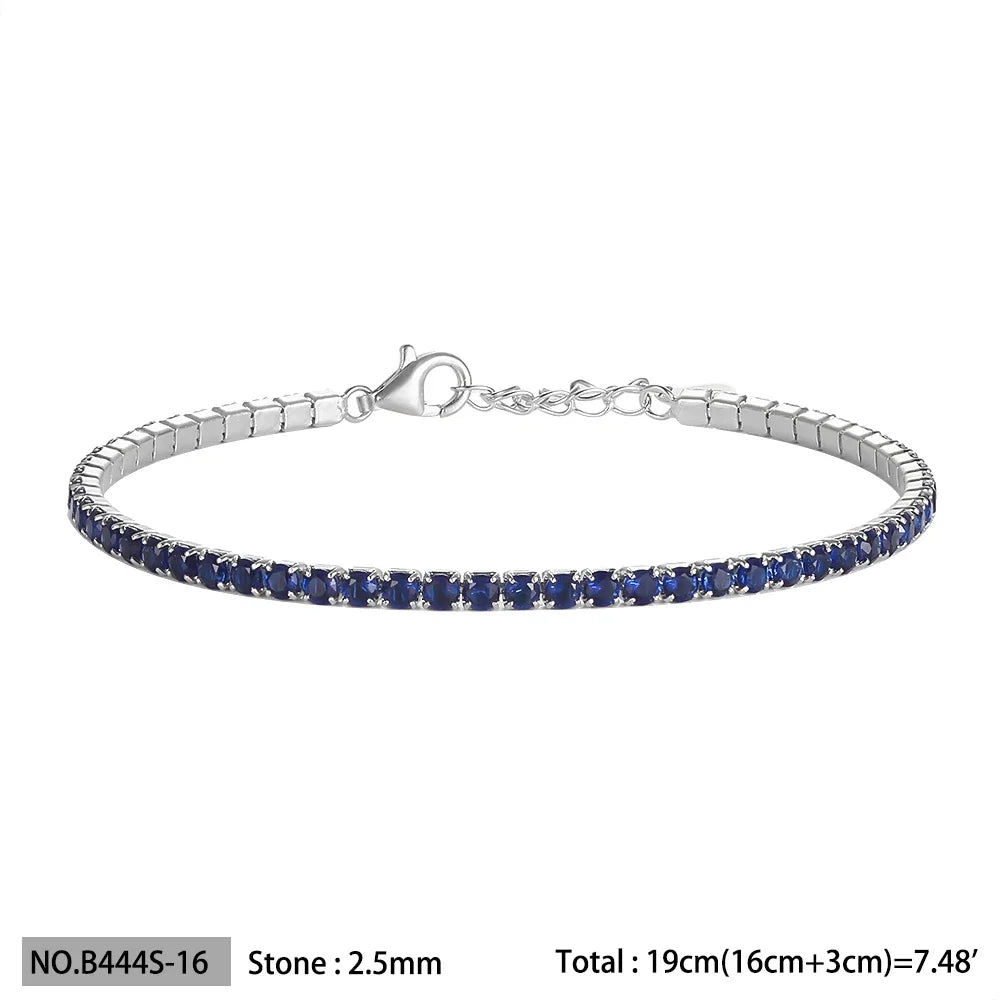 Diamond bracelet 925 Silver Rainbow 2mm Women Fine Jewelry