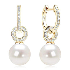 Hoop Earrings 925 Sterling Silver White Shell Pearl Drop