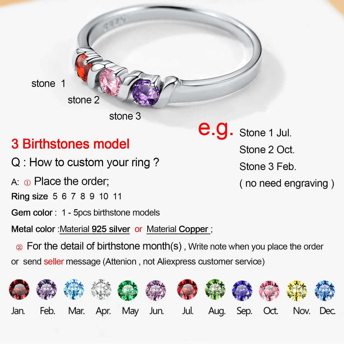 February Birthstone Ring for Woman Custom Jewelry