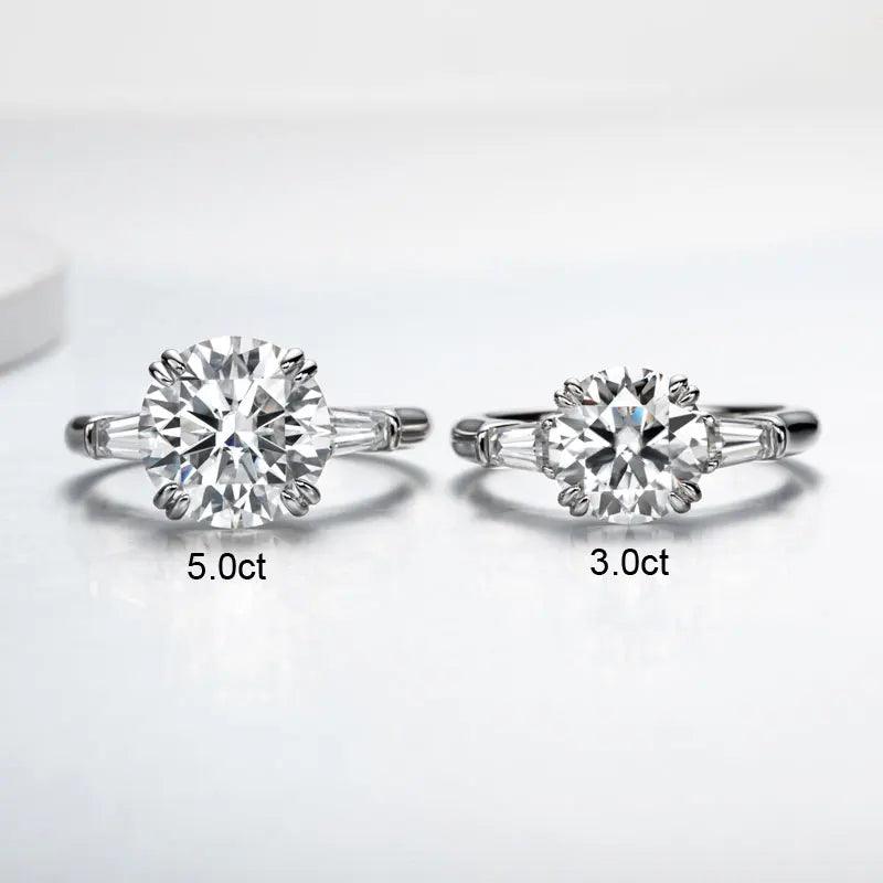 Moissanite rings Stone 3 Solid 925 Silver Round Cut