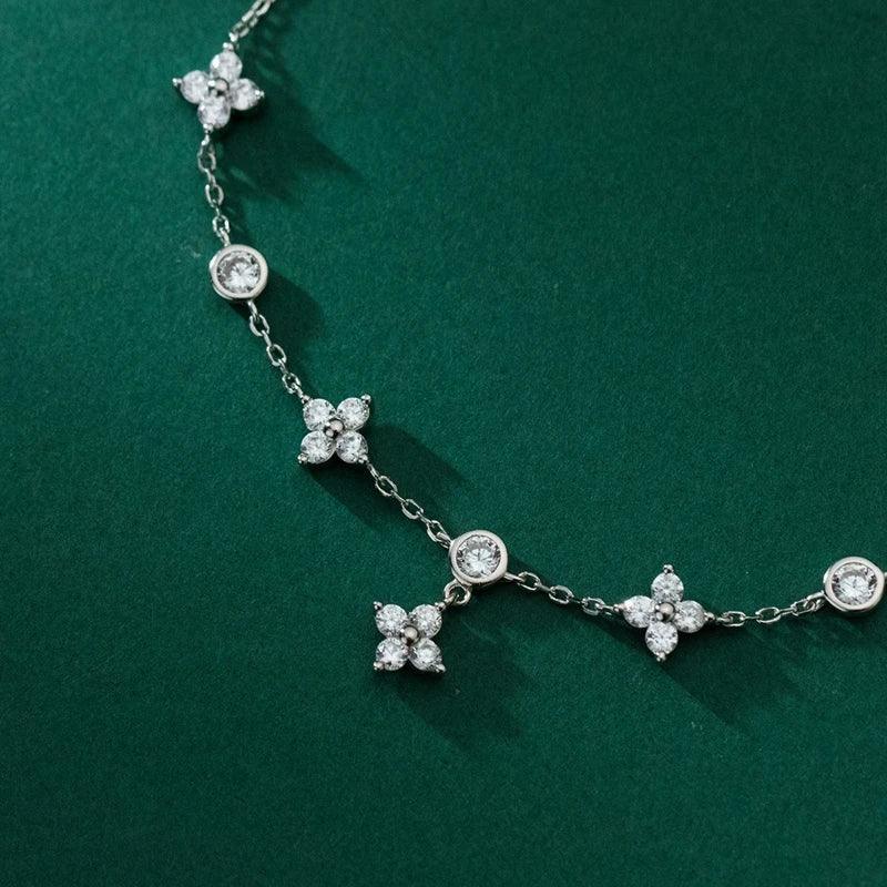 Moissanite Bracelet With 925 Sterling Silver Flower Adjustable Chain