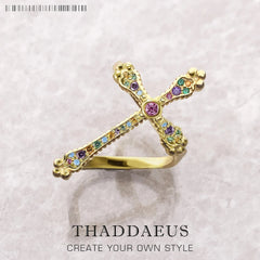 September Birthstone Ring Cross Vintage Fine Jewerly