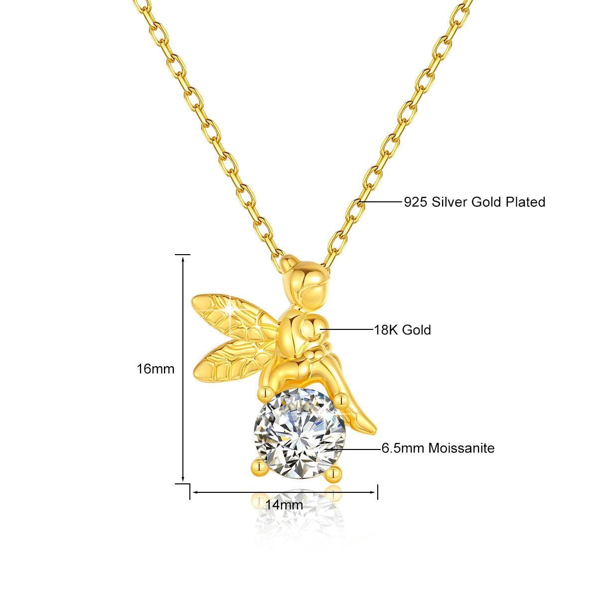 Gold Necklace 18K Women 6.5mm 1.0ct Moissanite Pendant With Jewelry High