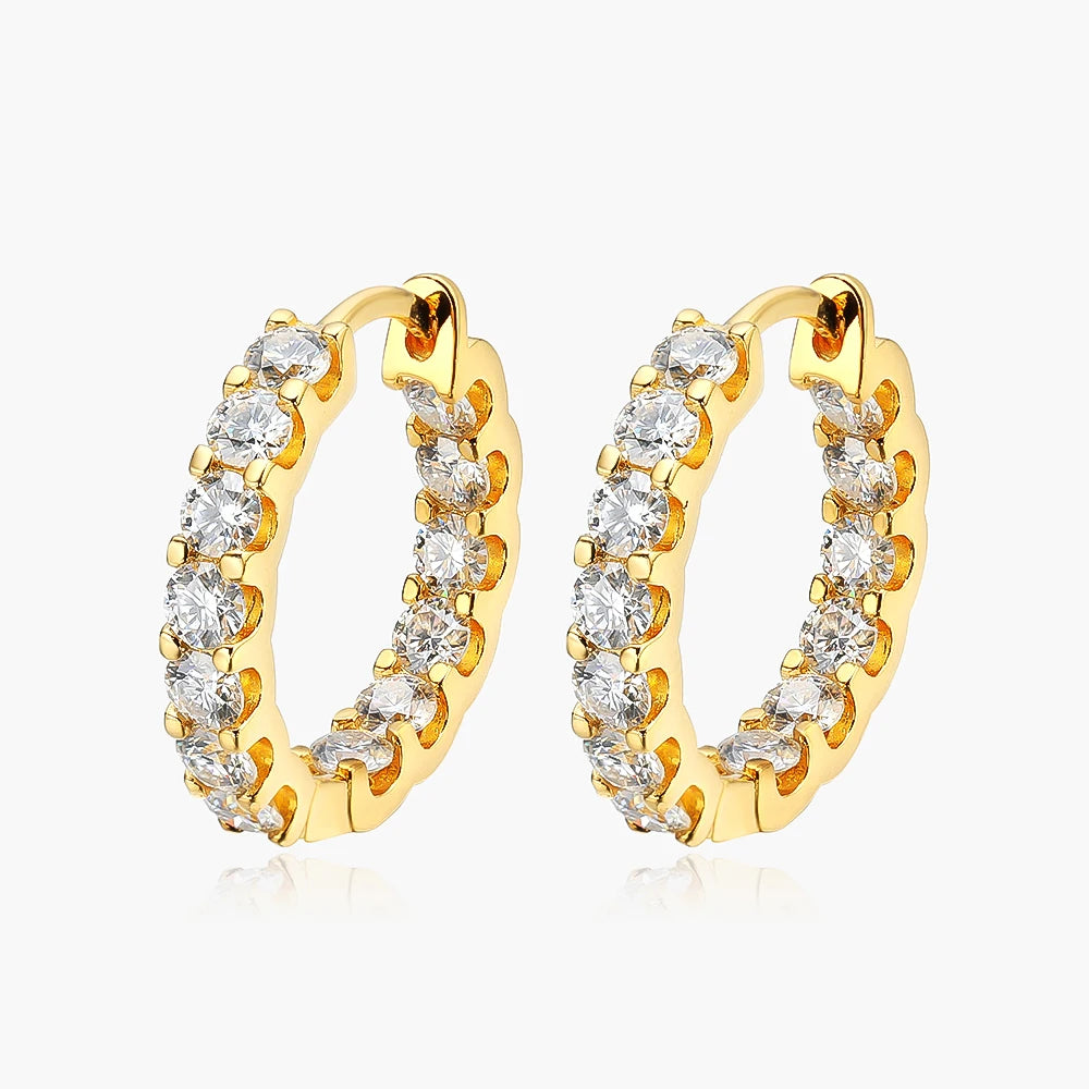 Gold Earrings For Women Sparkling Silver 925 Luxury Fine Jewelry