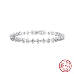 Diamond Bracelet Vintage Prong Round 925 Silver Luxury Jewelry