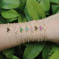 Personalized Heart Bracelet Jewelry 24K Gold Shiny Crystal Plated