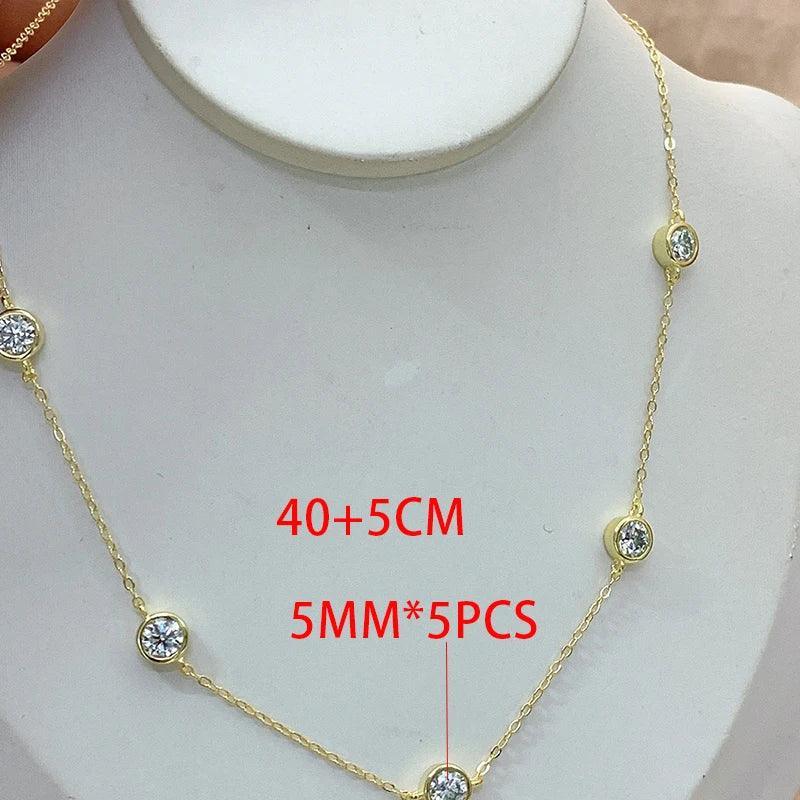 Moissanite Necklace for Women Classic Bubble Clavicular Chain 100% S925 Sterling Silver Jewelry