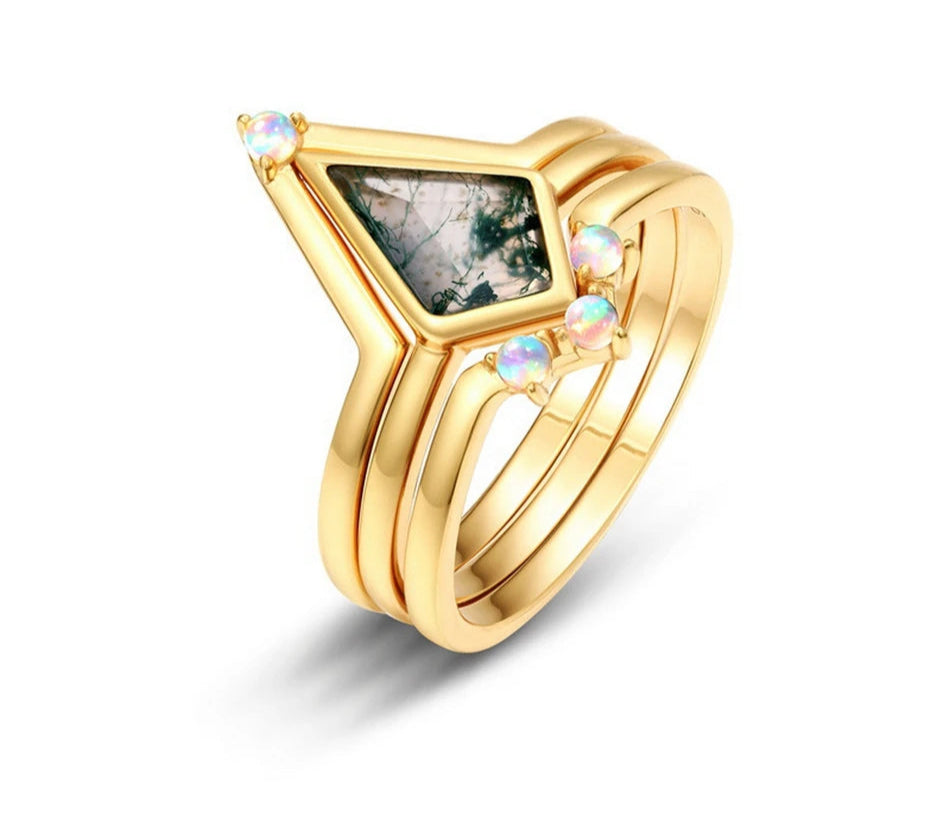 August Birthstone Natural Agate Ring For Woman Gold Plated Jewelry