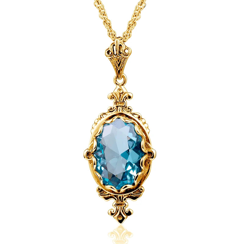 October Birthstone Solid Necklace Pendant Stone Vintage Jewelry