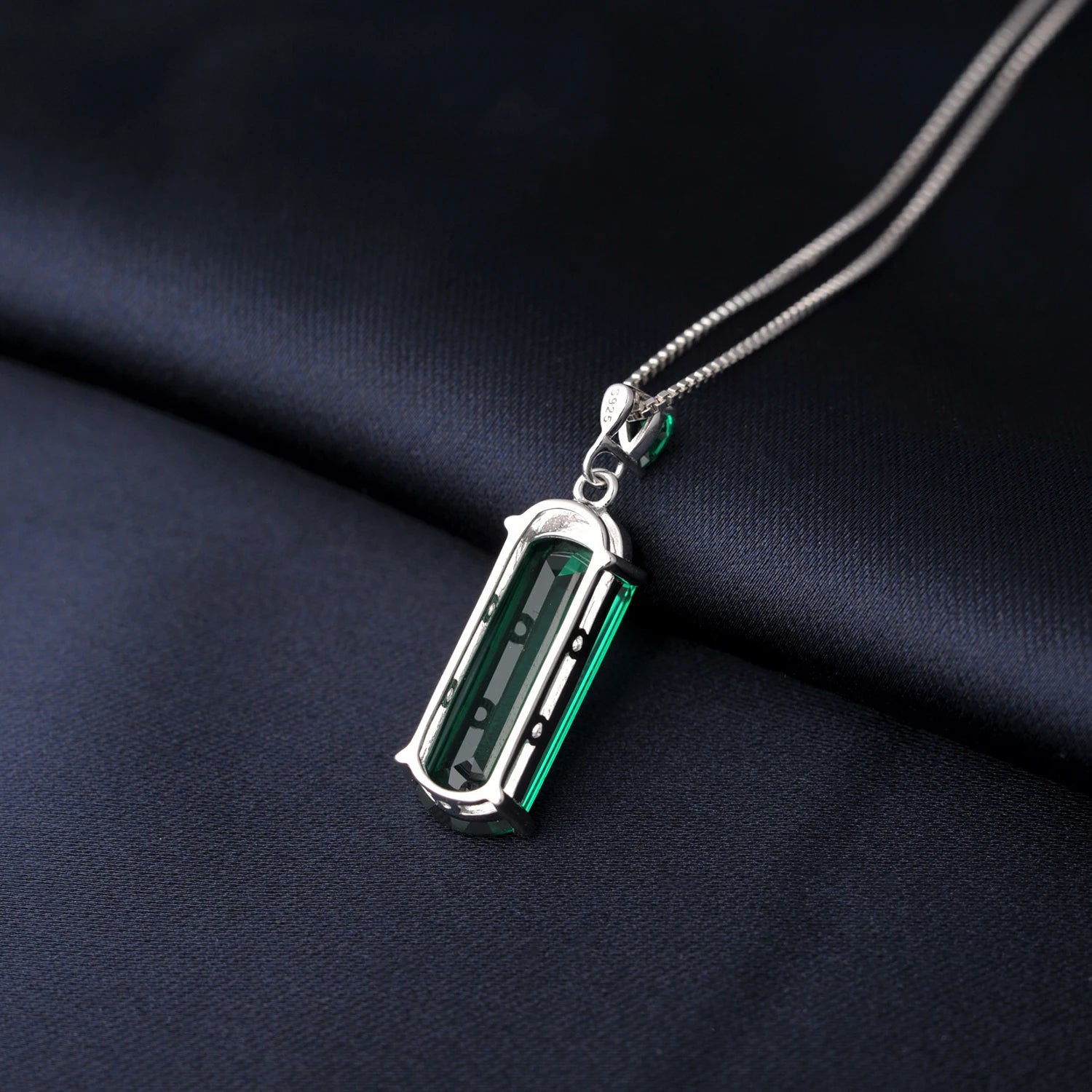 January Birthstone Created Ruby Emerald Pendant Necklace for Women