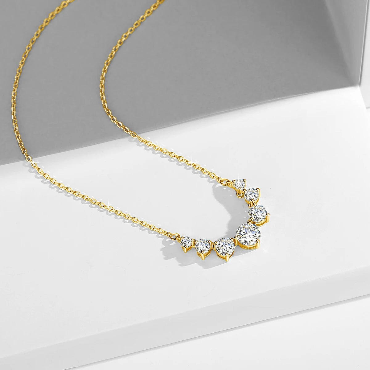 Gold necklace Stone For Women Solid 925 Silver Luxury Jewelry