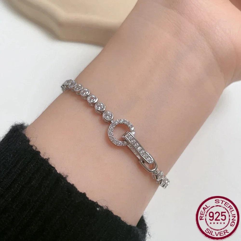 Tennis bracelet Zircon 925 Silver Chain Boutique Fashion Jewelry
