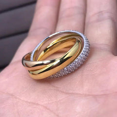 Gold Rings 925 Sterling Silver Three Color Fine Jewelry