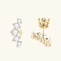 Gold Earrings D Color Stud Crawler 14K Gold Plated 925 Silver Jewelry