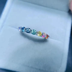 Engagement rings 925 Silver Moissanite Multicolor Solitaire