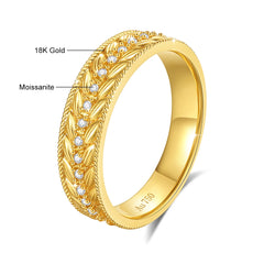 Gold Ring 18K Moissanite for Women Anniversar High Jewelry