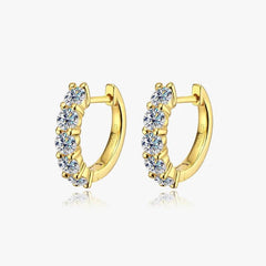 Moissanite Hoop Earrings Sterling Silver 925 Sparkling Party Fine Jewelry