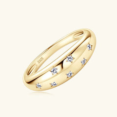 Engagement Rings 925 Silver Chunky VVS Star Gold Plated Fine Jewelry