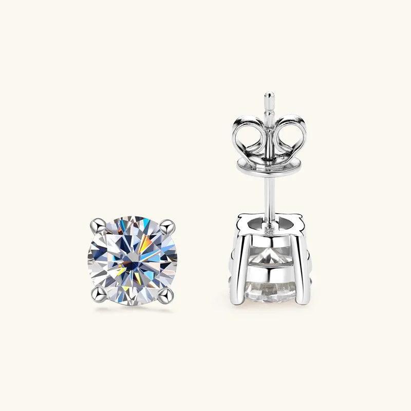 Gold Earrings 2ct Moissanite Plated 925 Silver Stud Luxury
