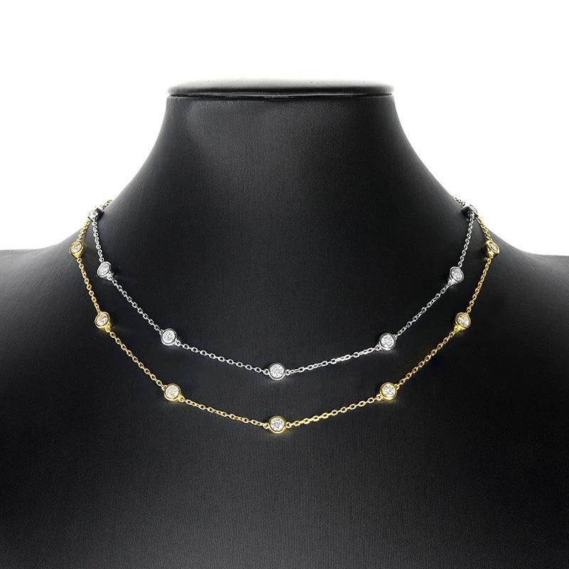 Moissanite Choker Necklace S925 Silver Round Shape Bubble - MILALAN 