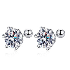 Moissanite Earrings Stud 18K Plated Sterling Silver D VVS1 Round