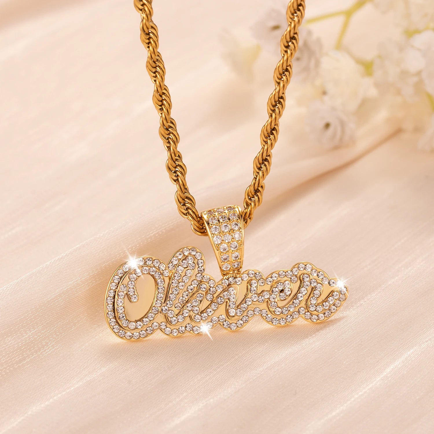 Name Necklace Custom Letter Pendant Stainless Steel Gold Chain Jewelry